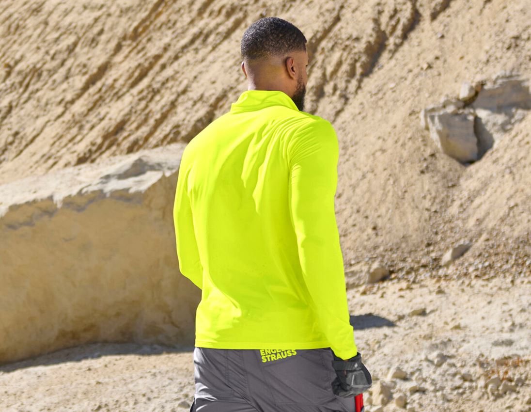 Shirts & Co.: Visibility Funkt. Troyer-Longsleeve UV e.s.trail + warngelb/schwarz 2