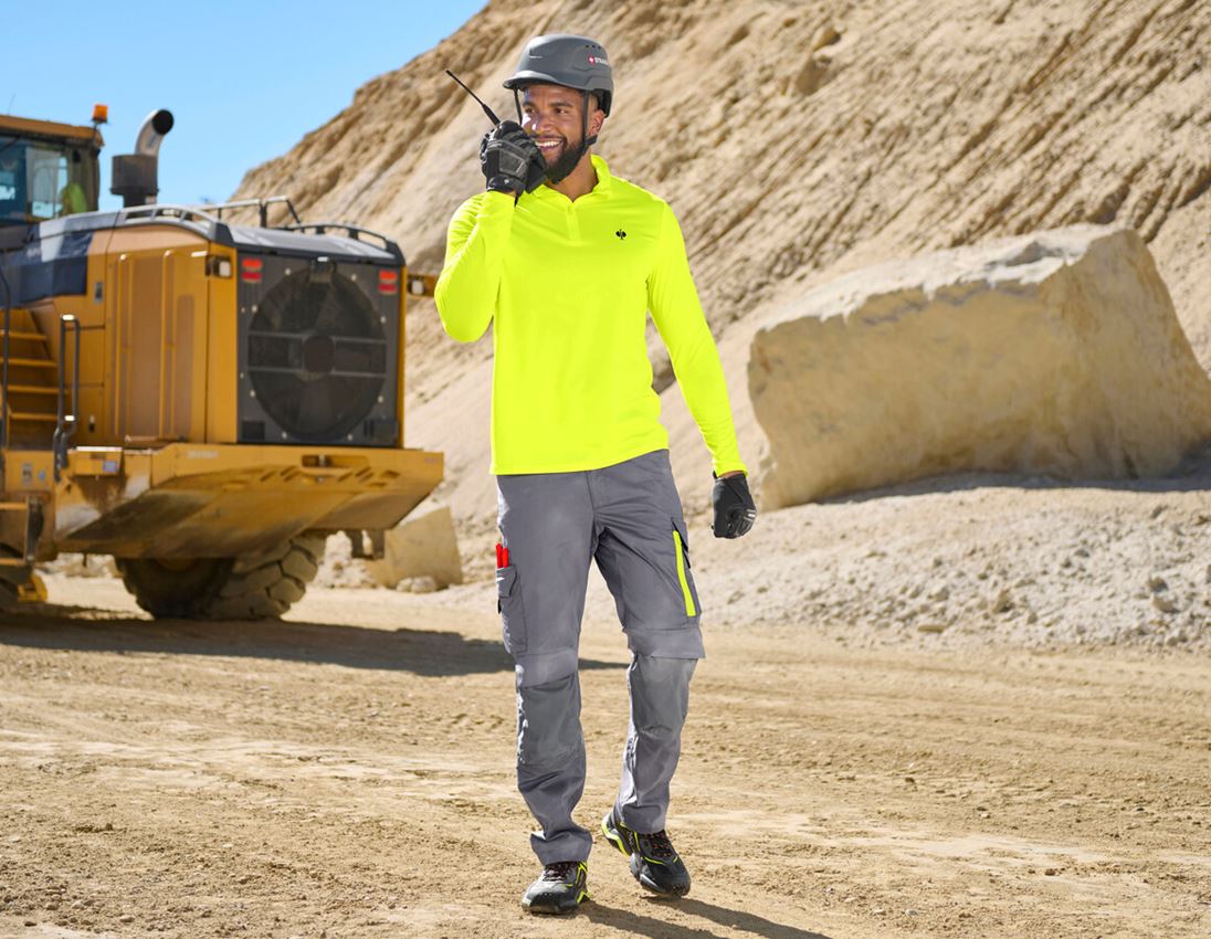 Shirts & Co.: Visibility Funkt. Troyer-Longsleeve UV e.s.trail + warngelb/schwarz 1