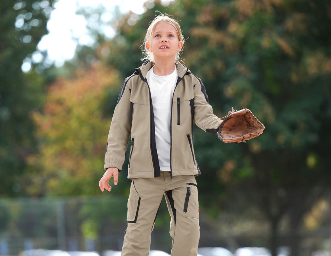 Jacken: Softshell Jacke e.s.vision, Kinder + lehm/schwarz 1
