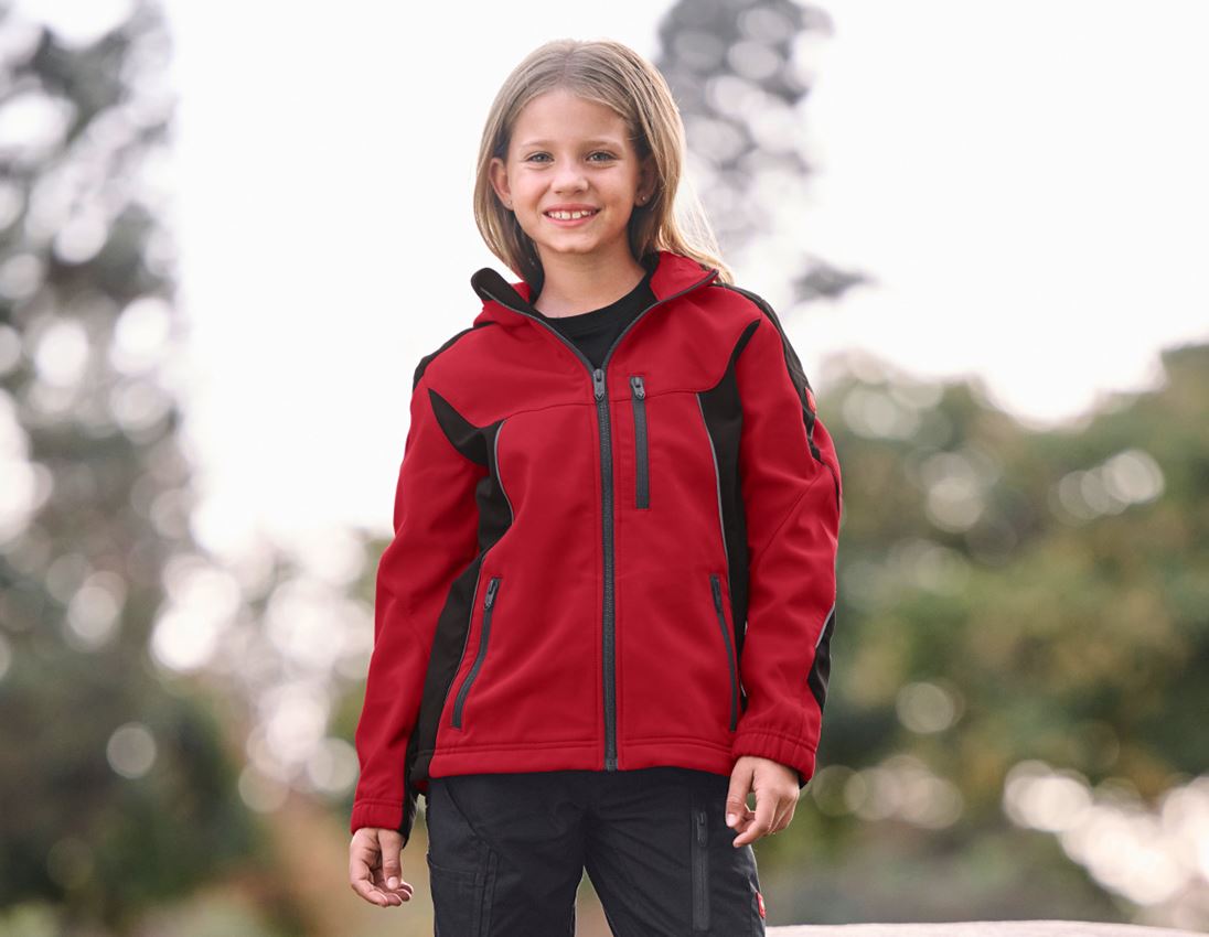 Jacken: Softshell Jacke e.s.vision, Kinder + rot/schwarz