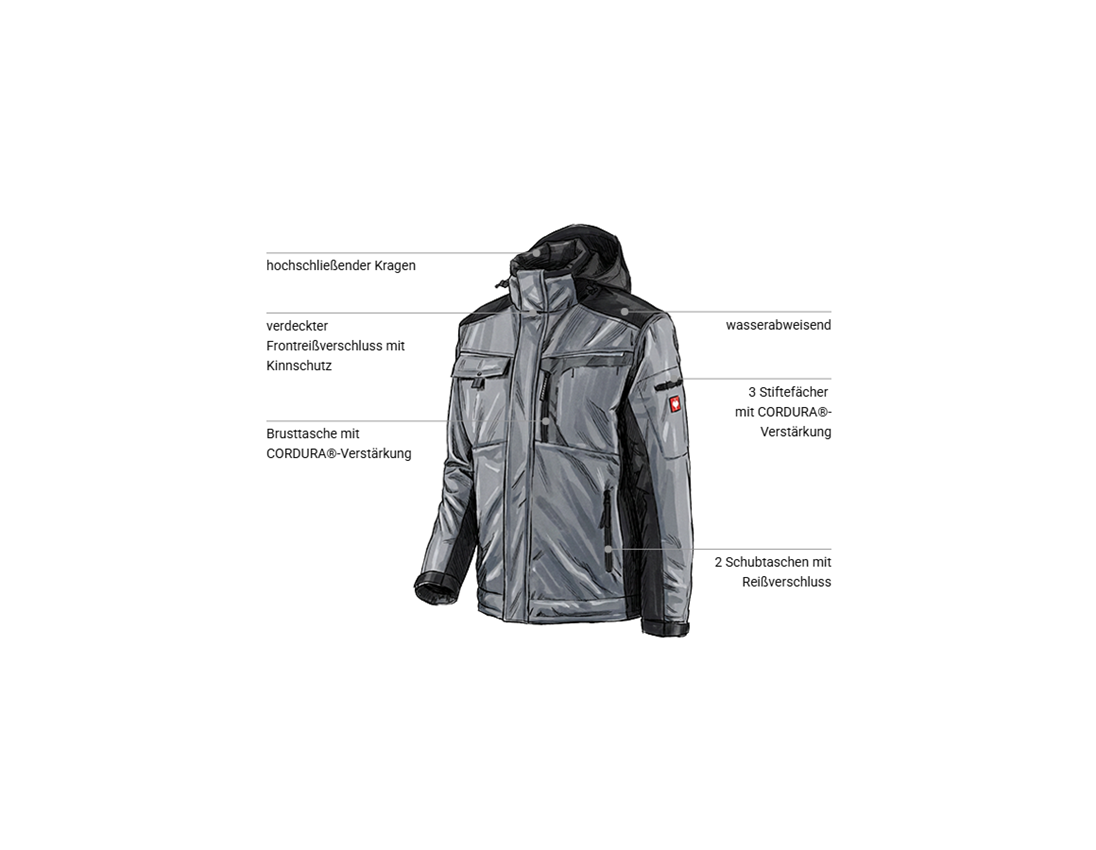 Arbeitsjacken: Softshelljacke e.s.motion + grau/schwarz 1