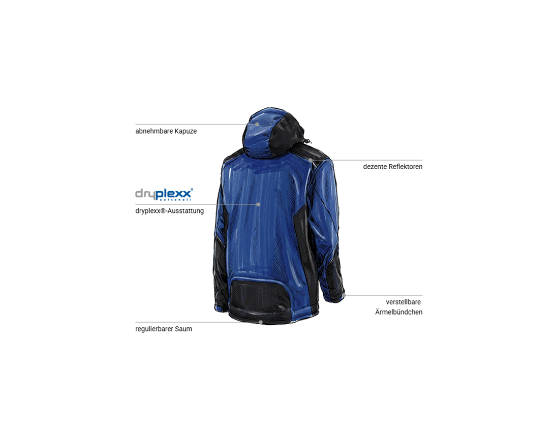 Arbeitsjacken: Softshelljacke e.s.motion + kornblau/schwarz 2