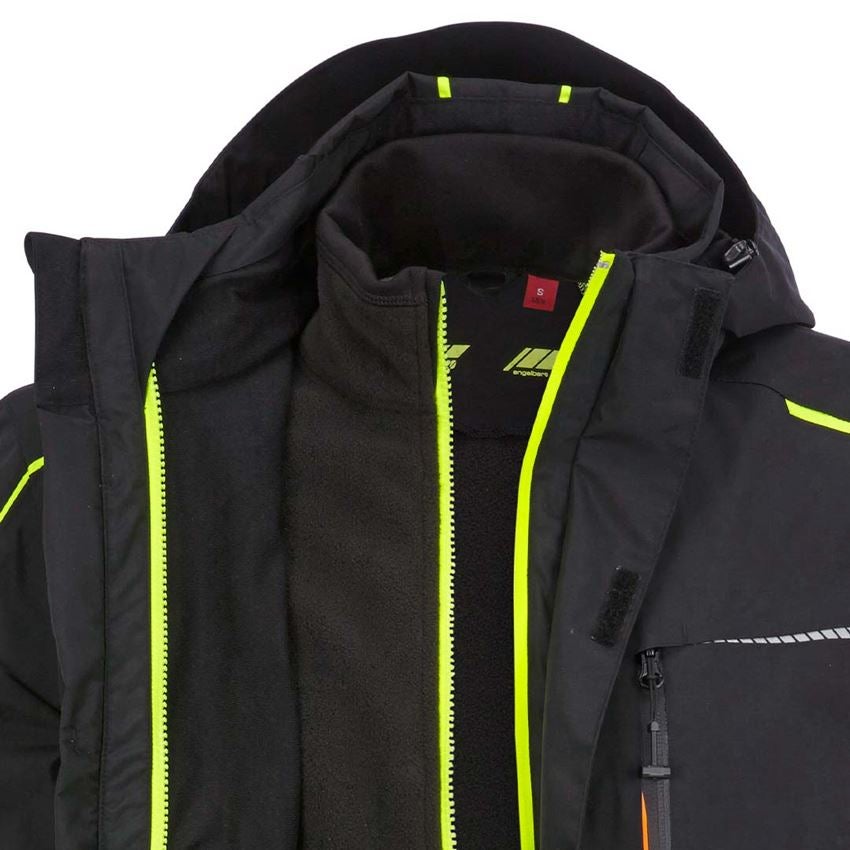 Jacken: 3 in 1 Funktionsjacke e.s.motion 2020, Herren + schwarz/warngelb/warnorange 2