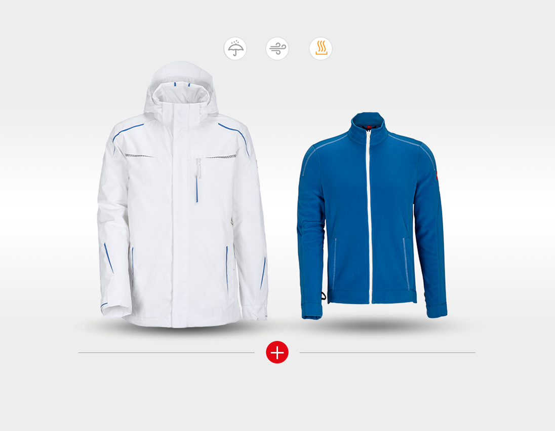 Forstwirte | Landwirte: 3 in 1 Funktionsjacke e.s.motion 2020, Herren + weiß/enzianblau 1