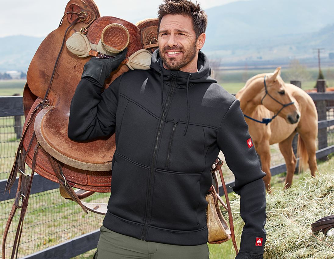 Kälte: Kapuzenjacke climafoam e.s.dynashield + schwarz melange