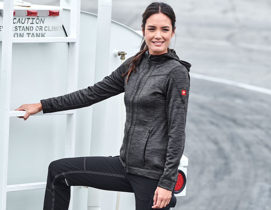 Kälte: Kapuzenjacke isocell e.s.dynashield, Damen + graphit melange
