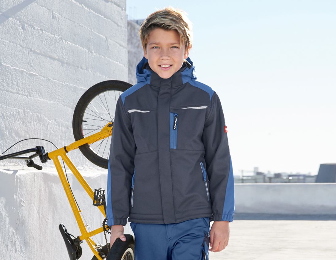 Jacken: Kinder Softshelljacke e.s.motion + pazifik/kobalt