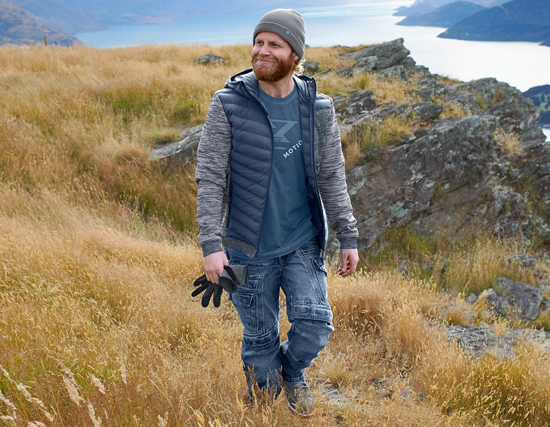 Jacken: Hybrid Kapuzenstrickjacke e.s.motion ten + schieferblau melange 1