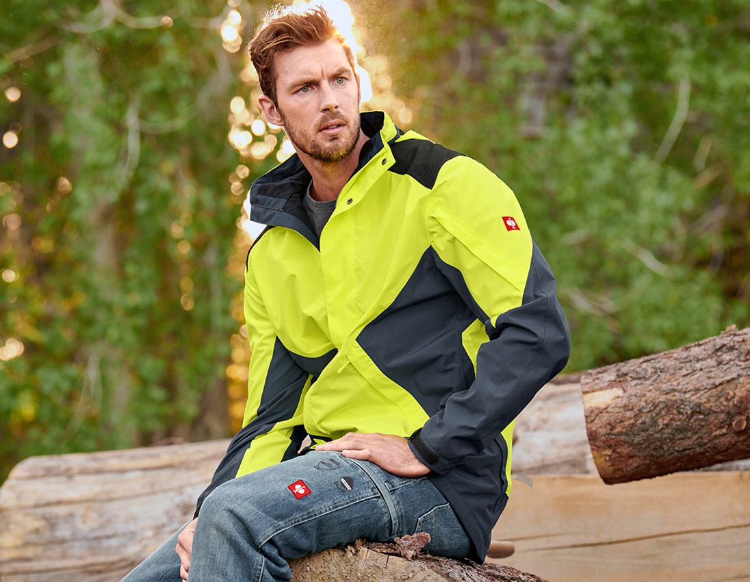 Jacken: e.s. Forst-Regenjacke + warngelb/kosmosblau 1