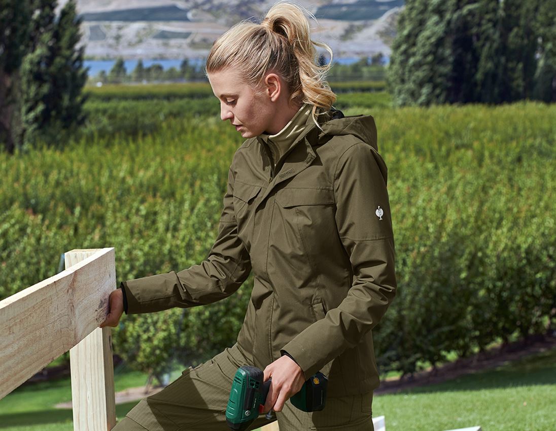 Jacken: Regenjacke e.s.concrete, Damen + schlammgrün