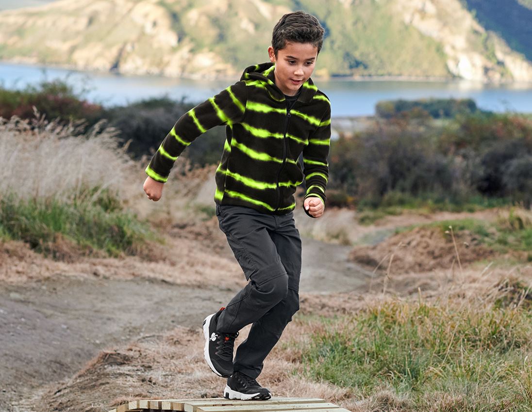 Jacken: Kapuzenfleecejacke tie-dye e.s.motion ten, Kinder + schwarz/warngelb 1