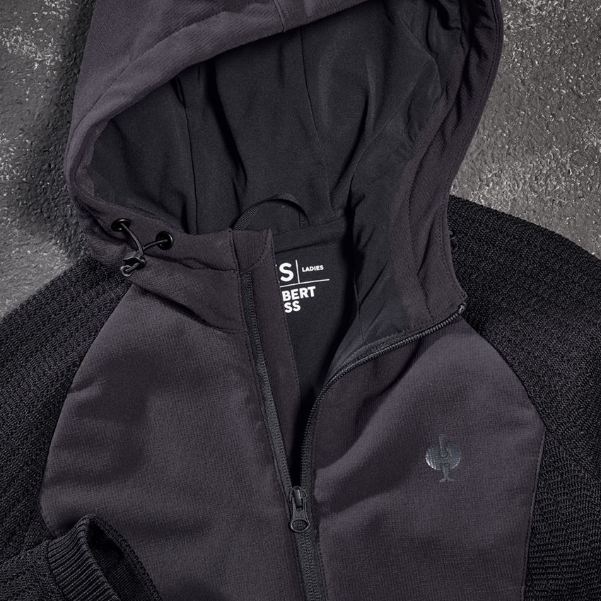 Jacken: Hybrid Kapuzenstrickjacke e.s.trail, Damen + schwarz 2