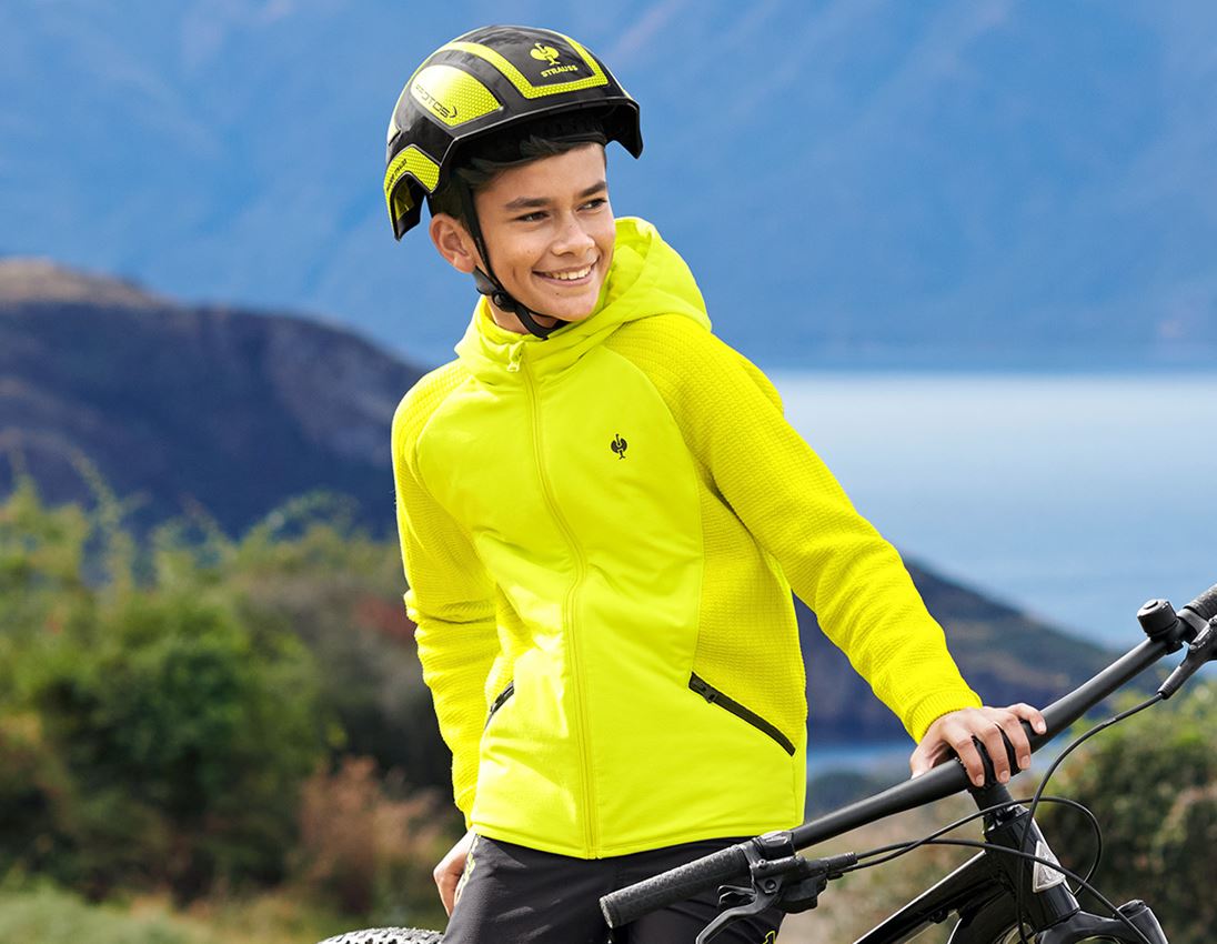 Themen: Hybrid Kapuzenstrickjacke e.s.trail, Kinder + acidgelb/schwarz