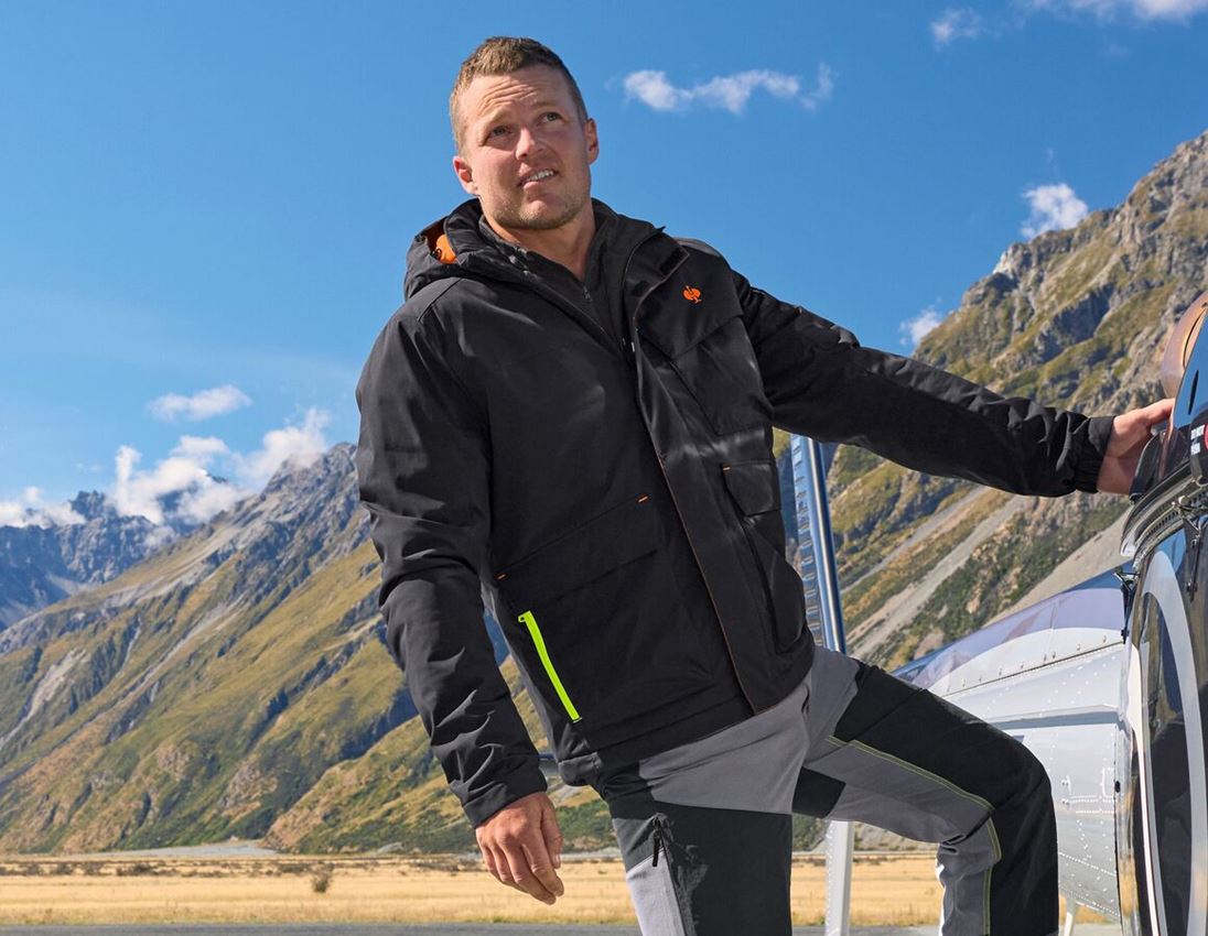 Bekleidung: Winterjacke e.s.trail + schwarz/anthrazit/warnorange/warngelb 1