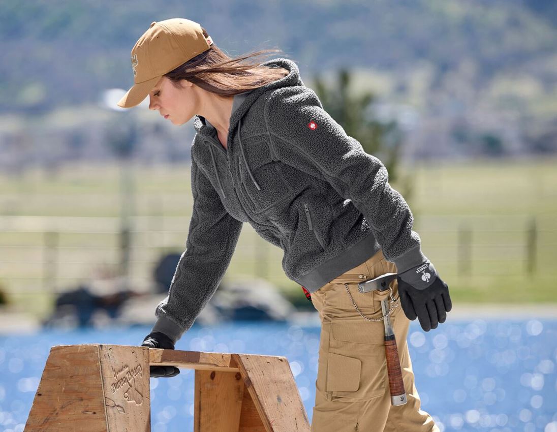 Jacken: Faserpelz Kapuzenjacke e.s.e:pic, Damen + carbongrau 1
