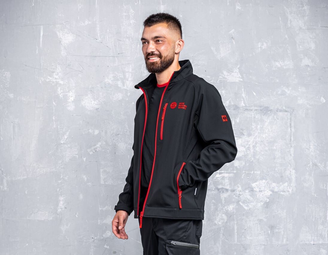 Jacken: FCB WORK SOFTSHELL JACKET + black/straussred 1