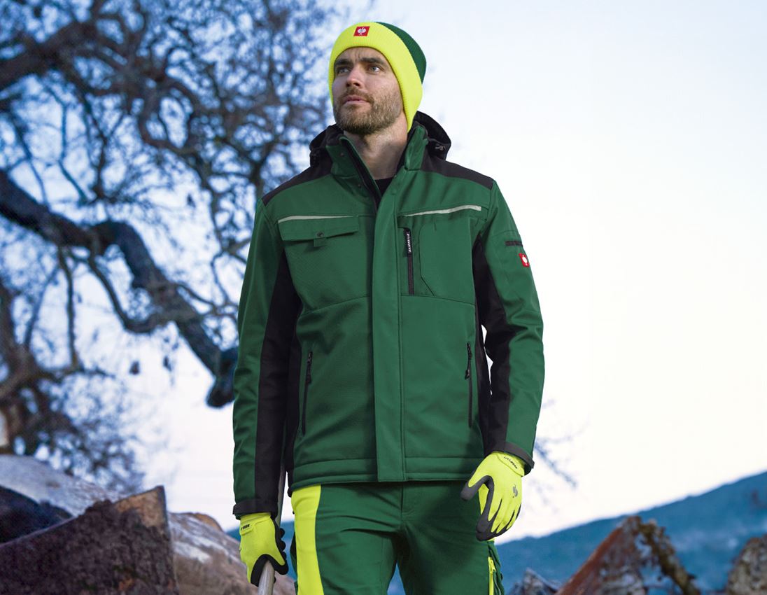 Größere Geschenke: SET: Softshelljacke e.s.motion+ Microfleece Troyer + grün/schwarz 1