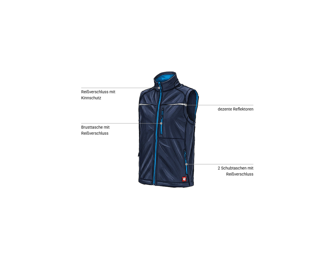 Kfz-Mechatroniker: Softshell Weste e.s.motion 2020 + dunkelblau/atoll 1