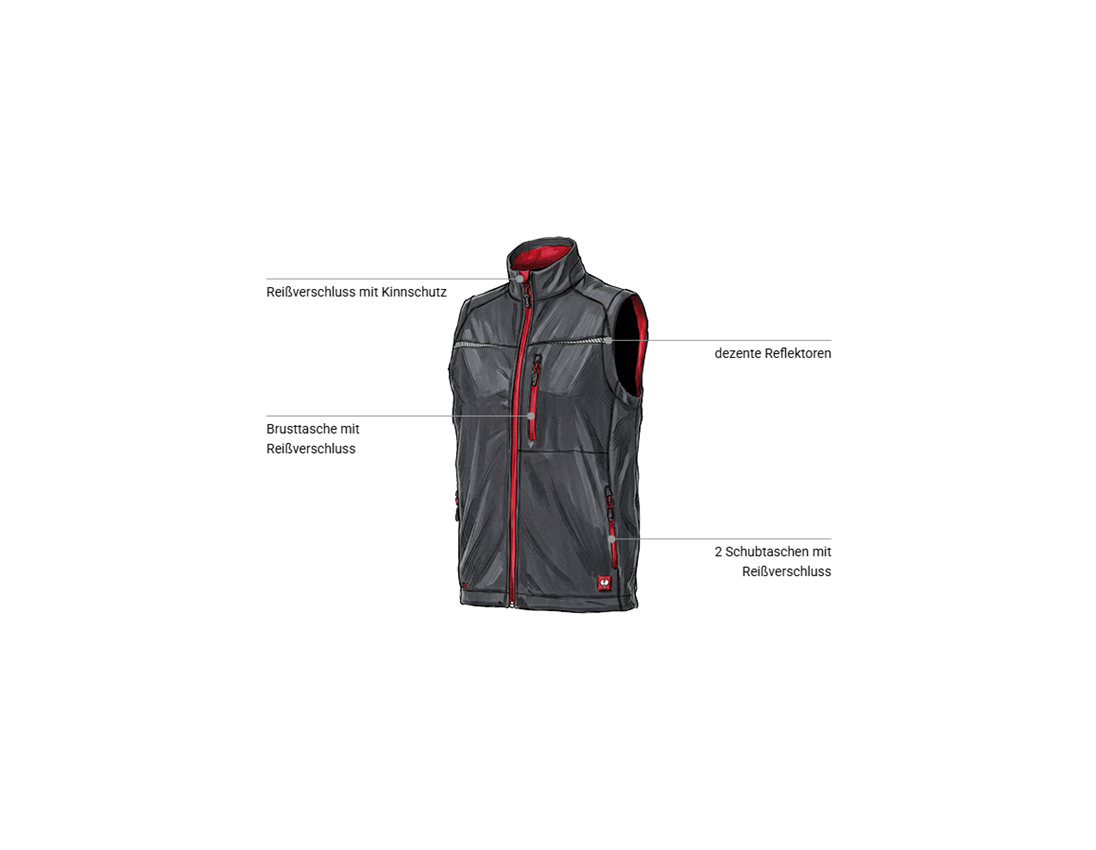 Kfz-Mechatroniker: Softshell Weste e.s.motion 2020 + graphit/feuerrot 1