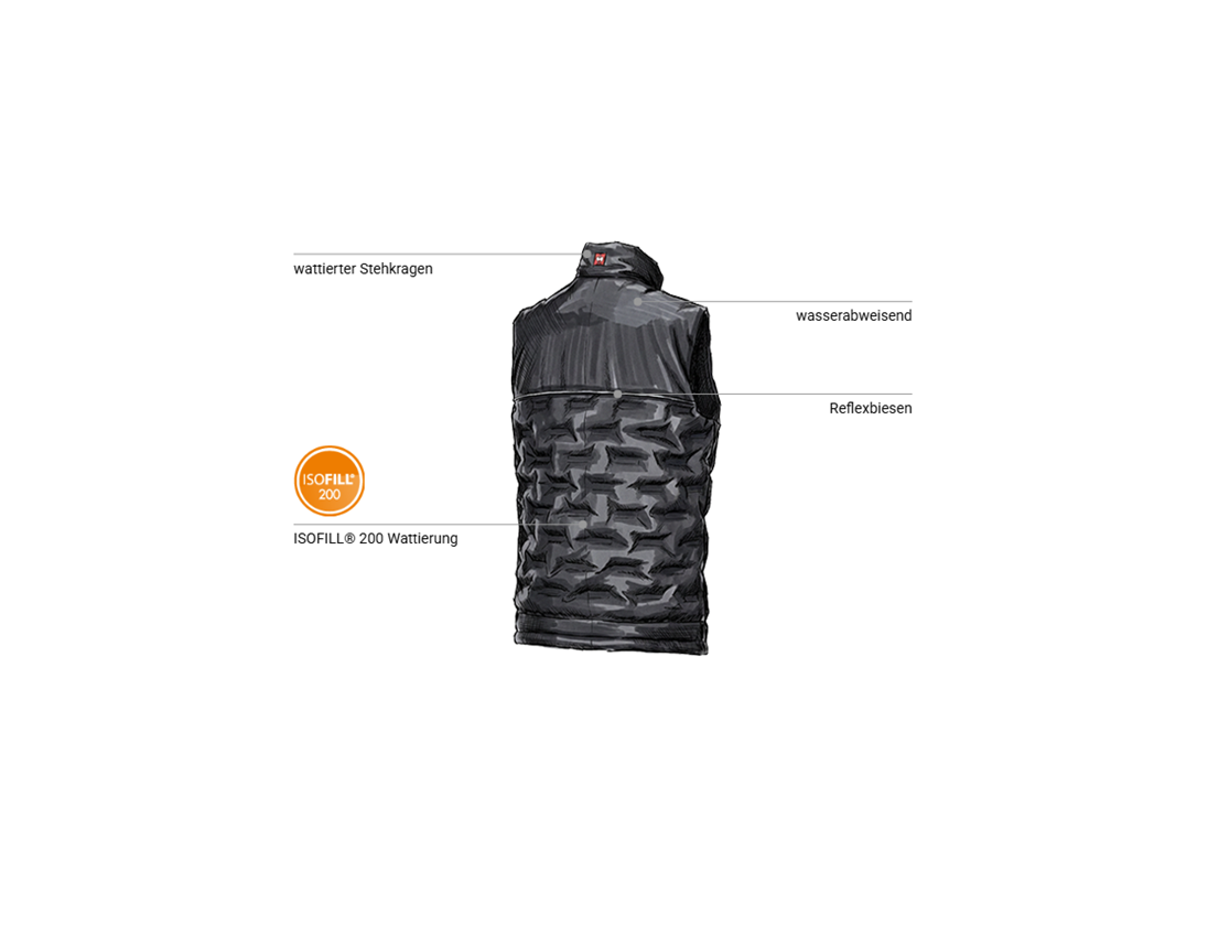 Westen: Winterweste Padded e.s.line.core + schwarz/platin 2