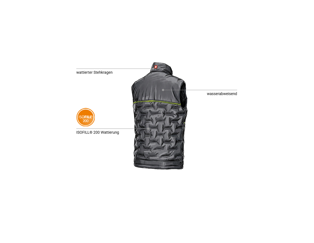Westen: Winterweste Padded e.s.line.core + carbongrau/warngelb 2