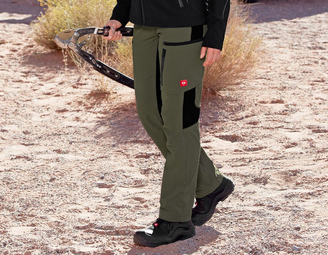 Hosen: Cargohose e.s.vision stretch, Damen + moos/schwarz
