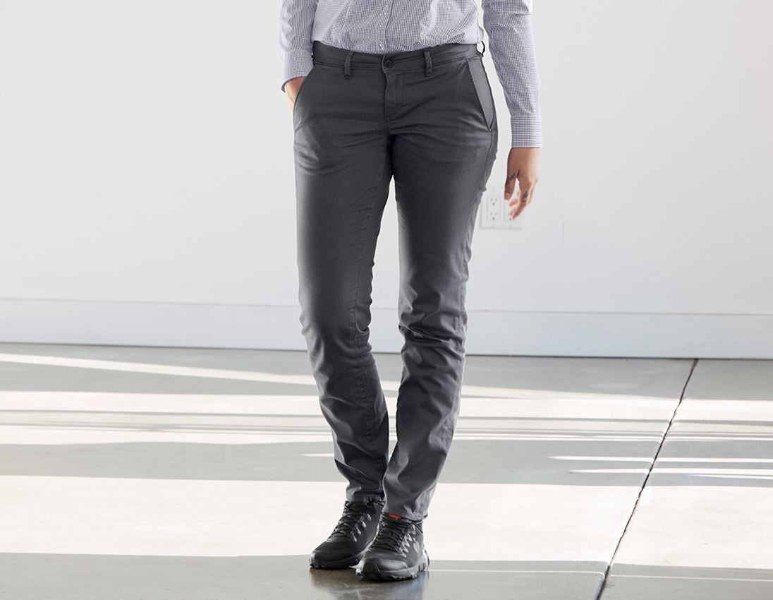 Hosen: e.s. Damen 5-Pocket-Berufshose Chino + anthrazit