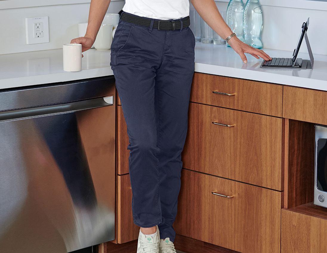 Hosen: e.s. Damen 5-Pocket-Berufshose Chino + dunkelblau