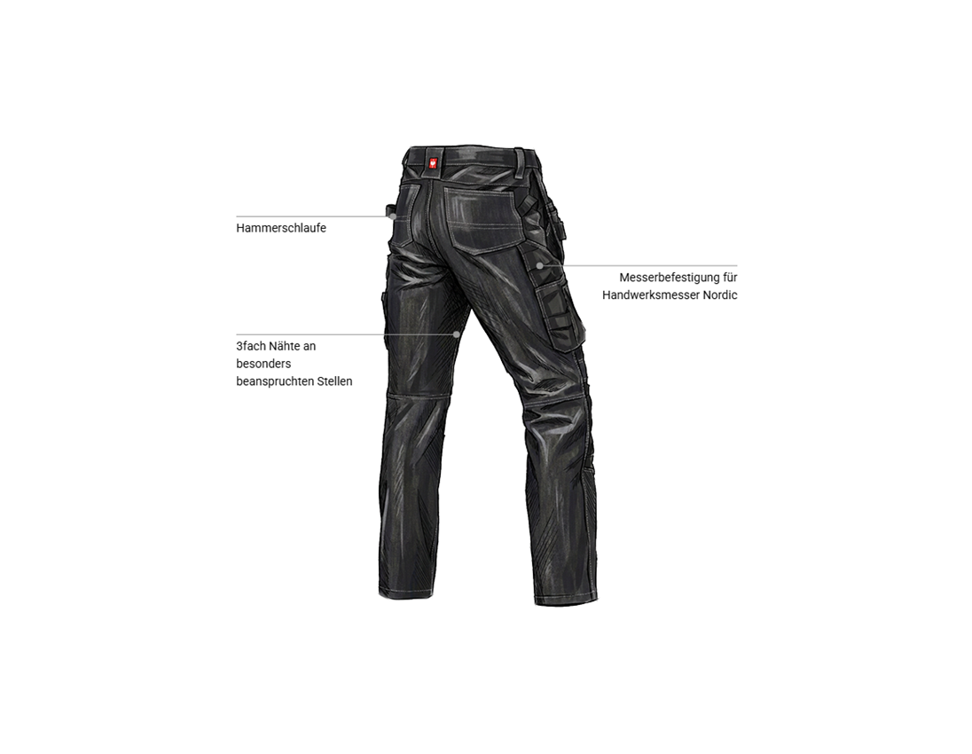 Arbeitshosen: POWERdenim Holster Jeans e.s.line.nordic + raw black 2