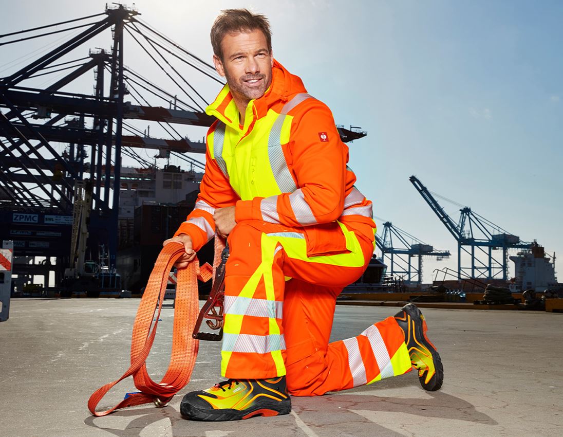 Themen: Warnschutz Bundhose e.s.motion 2020 Winter + warnorange/warngelb 1