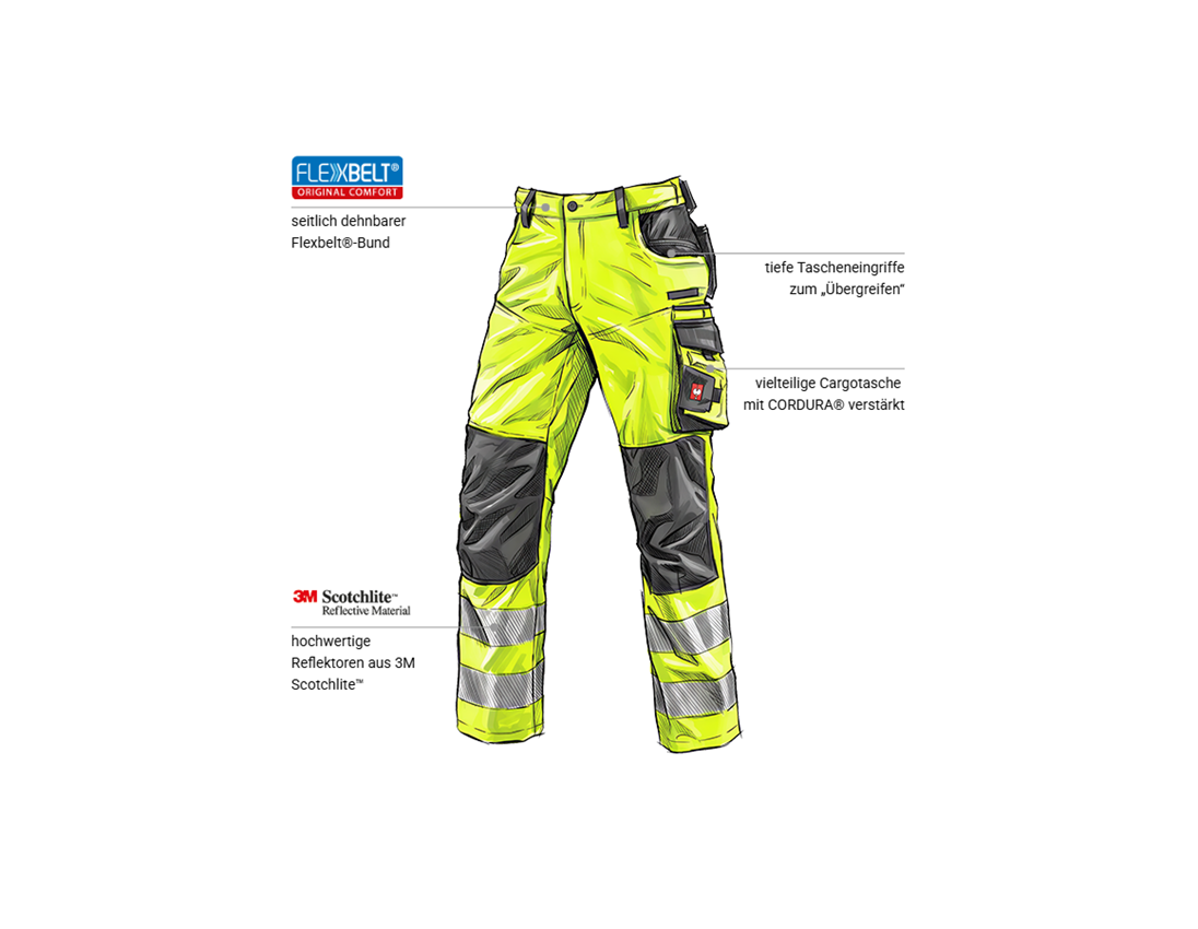 Arbeitshosen: Warnschutz-Bundhose e.s.motion + warngelb/anthrazit 1