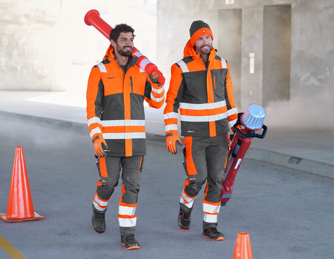 Arbeitsjacken: Warnschutz Winter Softshellparka e.s.motion 24/7 + anthrazit/warnorange 4