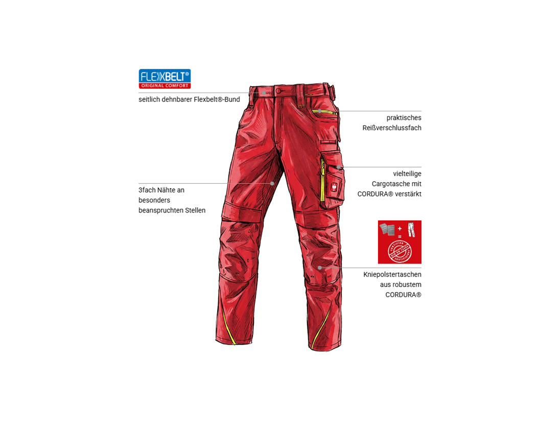 Bekleidung: Bundhose e.s.motion 2020 + feuerrot/warngelb 1