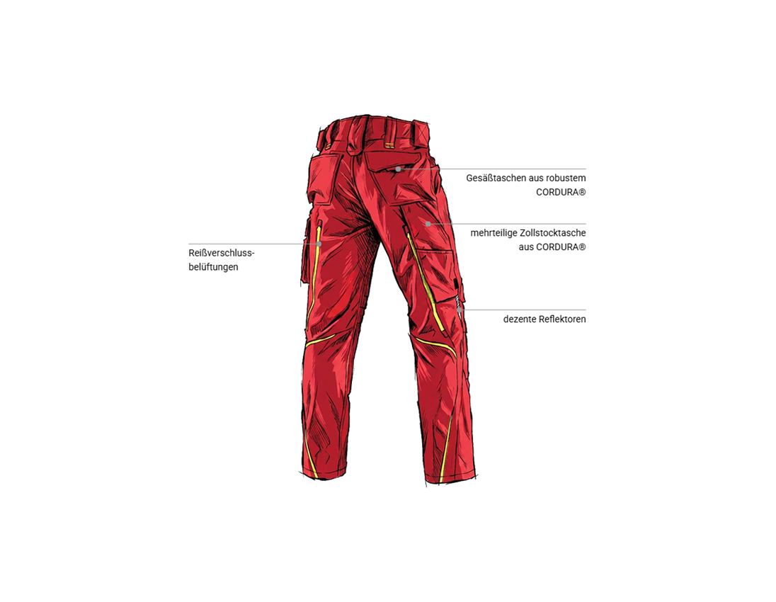 Bekleidung: Bundhose e.s.motion 2020 + feuerrot/warngelb 2
