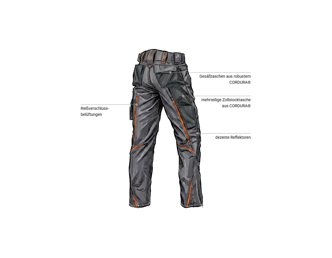 Bekleidung: Bundhose e.s.motion 2020 + anthrazit/warnorange 2
