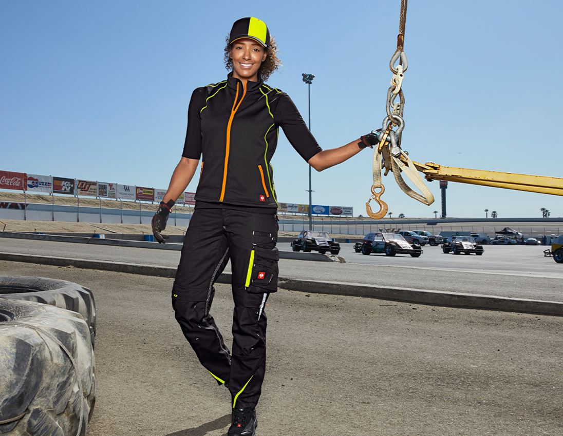 Hosen: Damenhose e.s.motion 2020 + schwarz/warngelb/warnorange 2