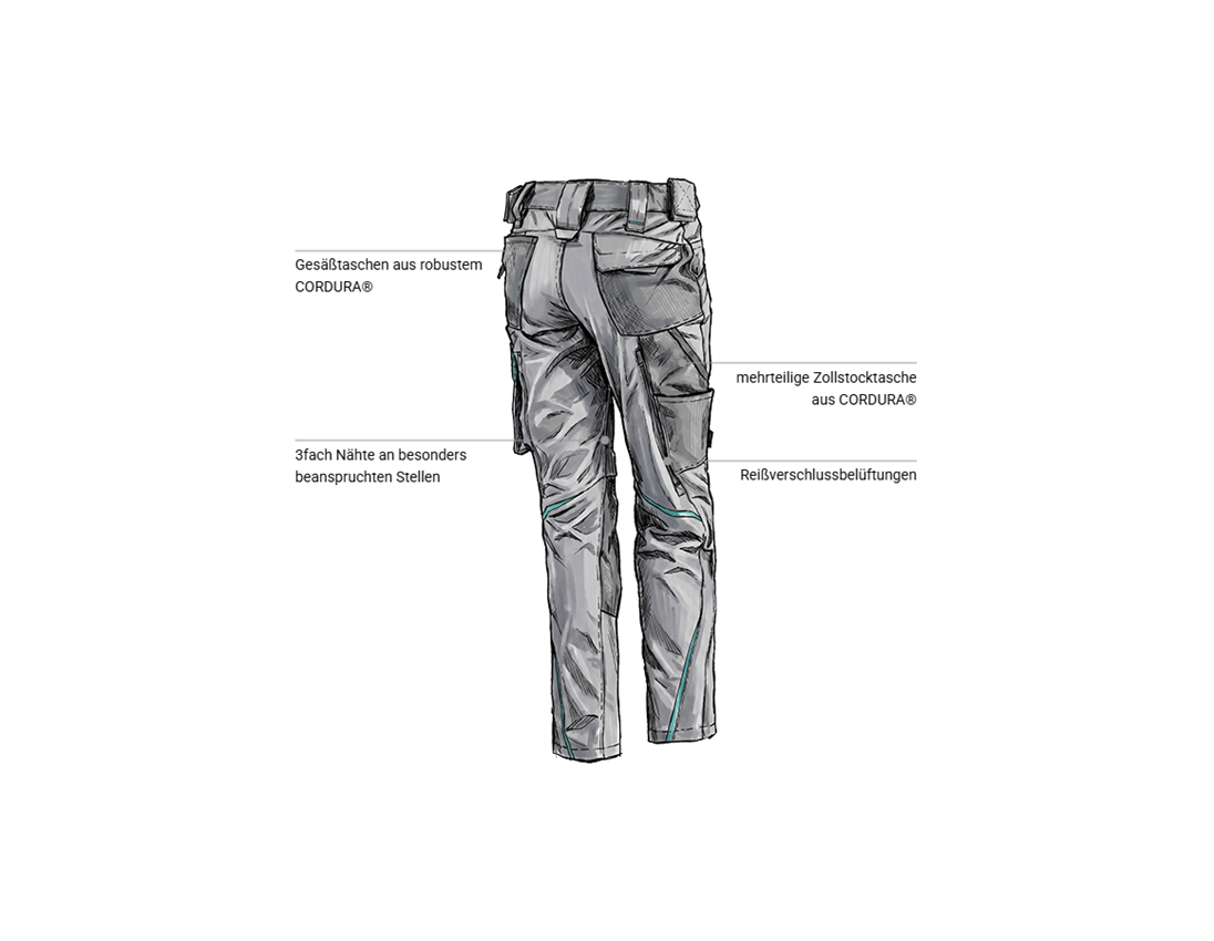 Bekleidung: Damenhose e.s.motion 2020 + platin/capri 2