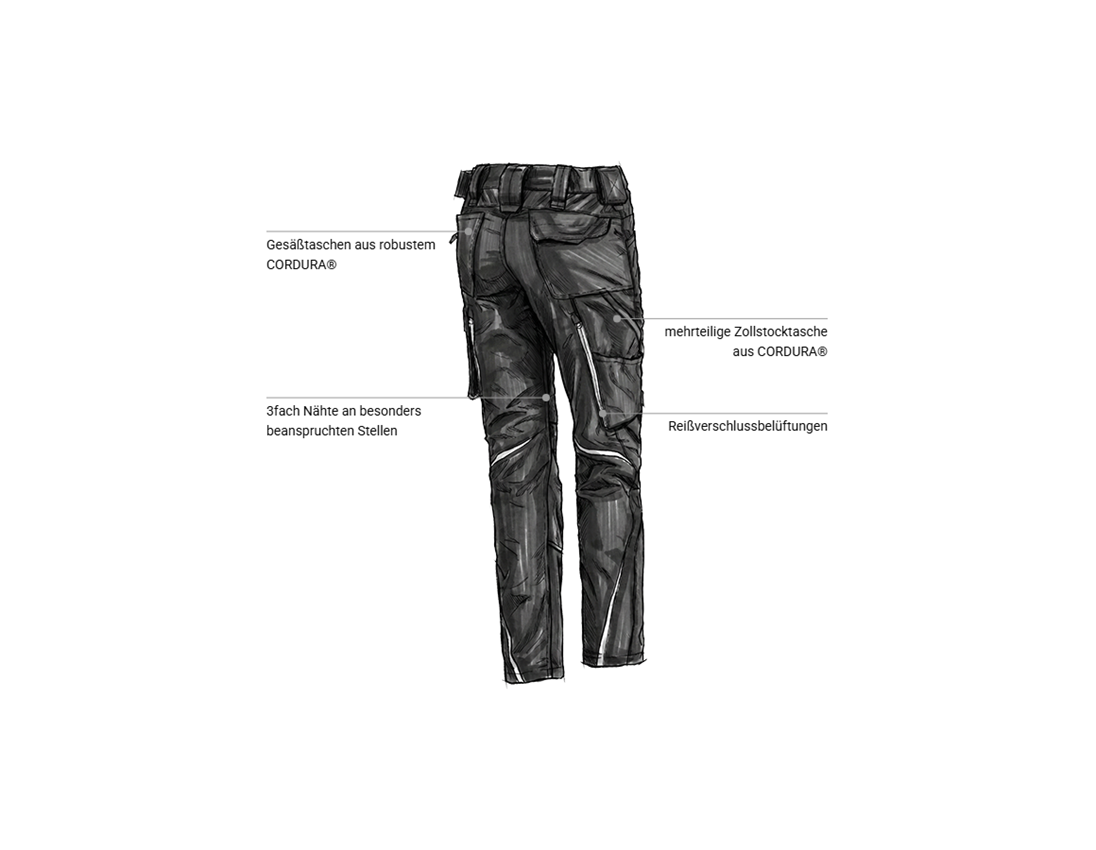 Bekleidung: Damenhose e.s.motion 2020 + schwarz/platin 2