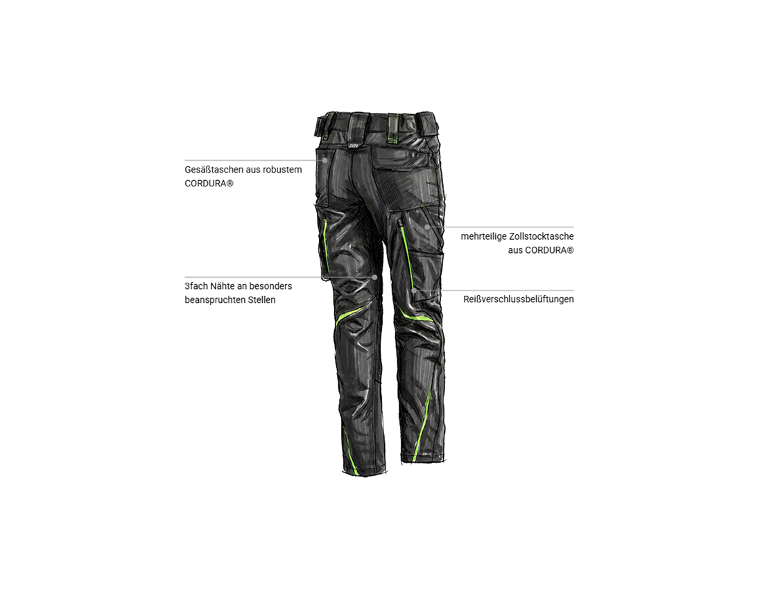 Bekleidung: Damenhose e.s.motion 2020 + schwarz/seegrün 2