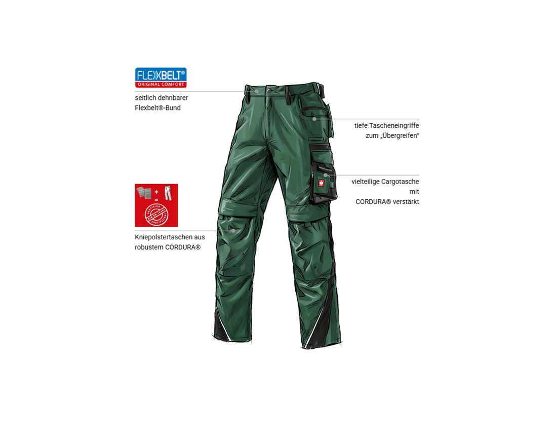 Forstwirte | Landwirte: Bundhose e.s.motion + grün/schwarz 1