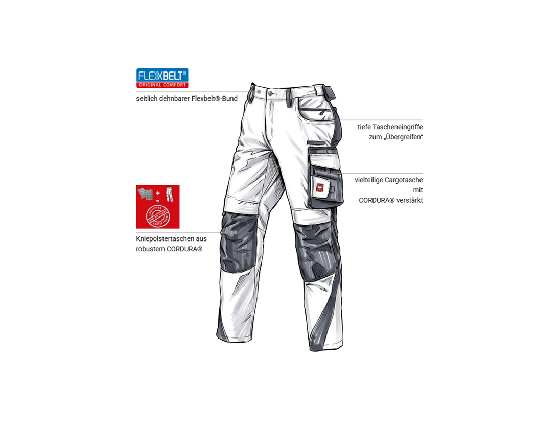 Forstwirte | Landwirte: Bundhose e.s.motion + weiß/grau 1