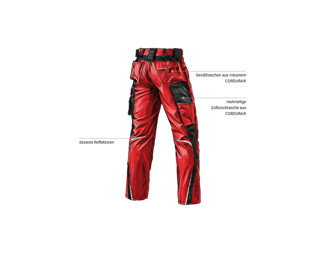 Forstwirte | Landwirte: Bundhose e.s.motion + rot/schwarz 2