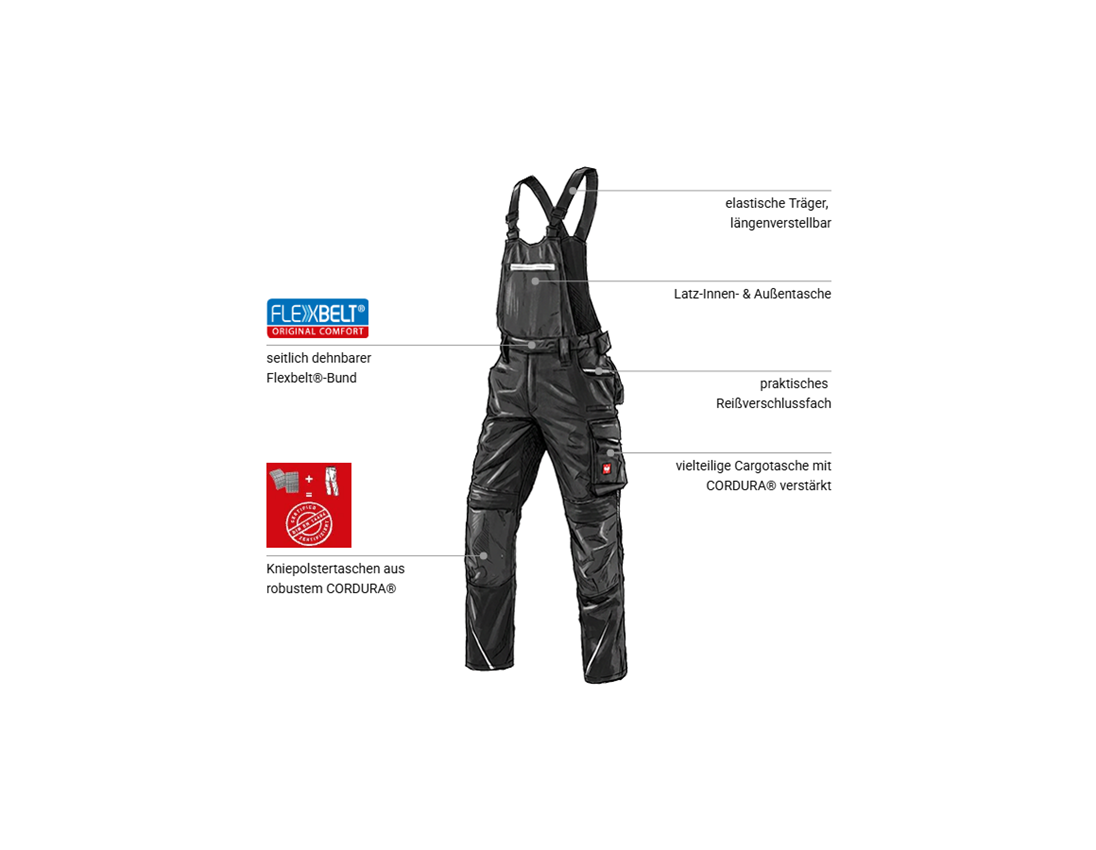 Forstwirte | Landwirte: Latzhose e.s.motion 2020 + schwarz/platin 1