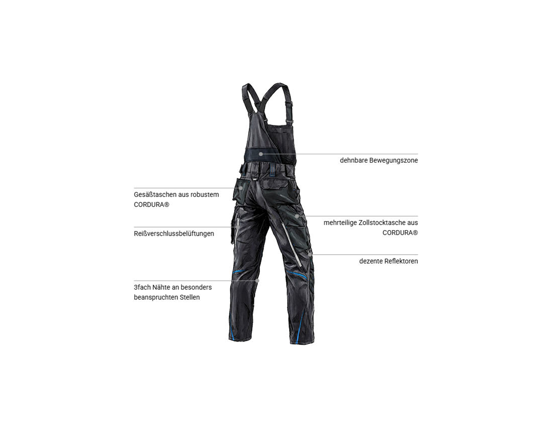 Forstwirte | Landwirte: Latzhose e.s.motion 2020 + graphit/enzianblau 2