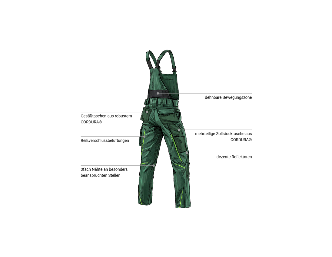 Forstwirte | Landwirte: Latzhose e.s.motion 2020 + grün/seegrün 2