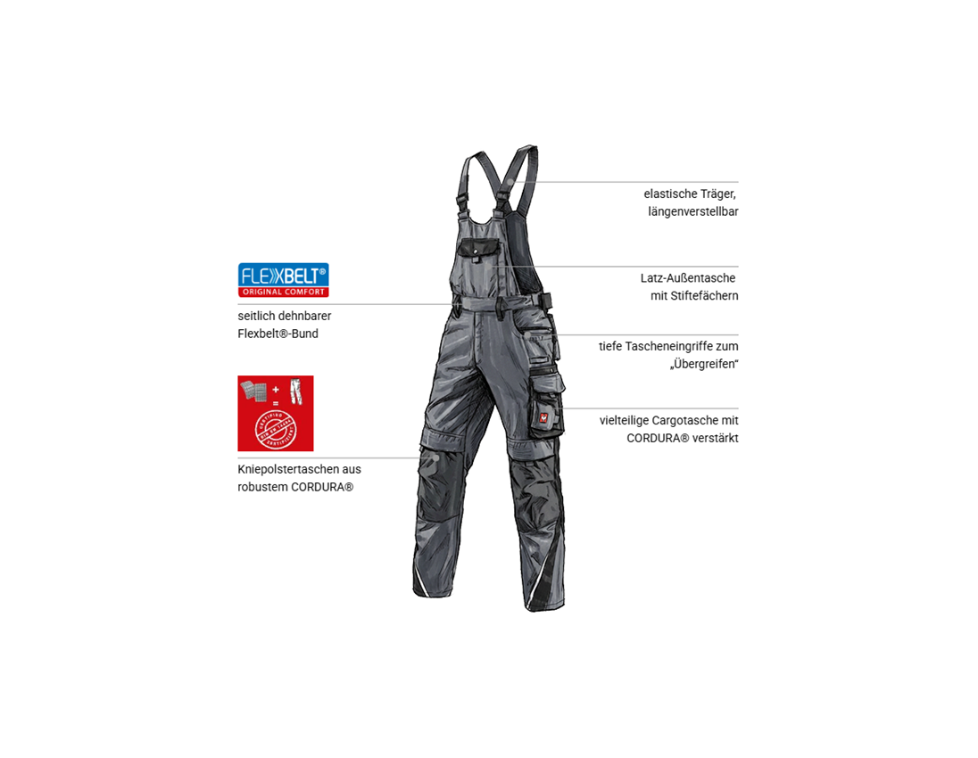 Kfz-Mechatroniker: Latzhose e.s.motion + grau/schwarz 1