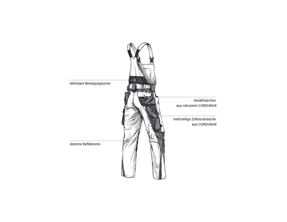 Kfz-Mechatroniker: Latzhose e.s.motion + weiß/grau 2