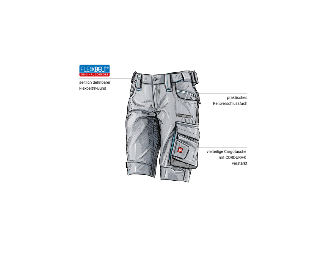 Bekleidung: Short e.s.motion 2020, Damen + platin/capri 1