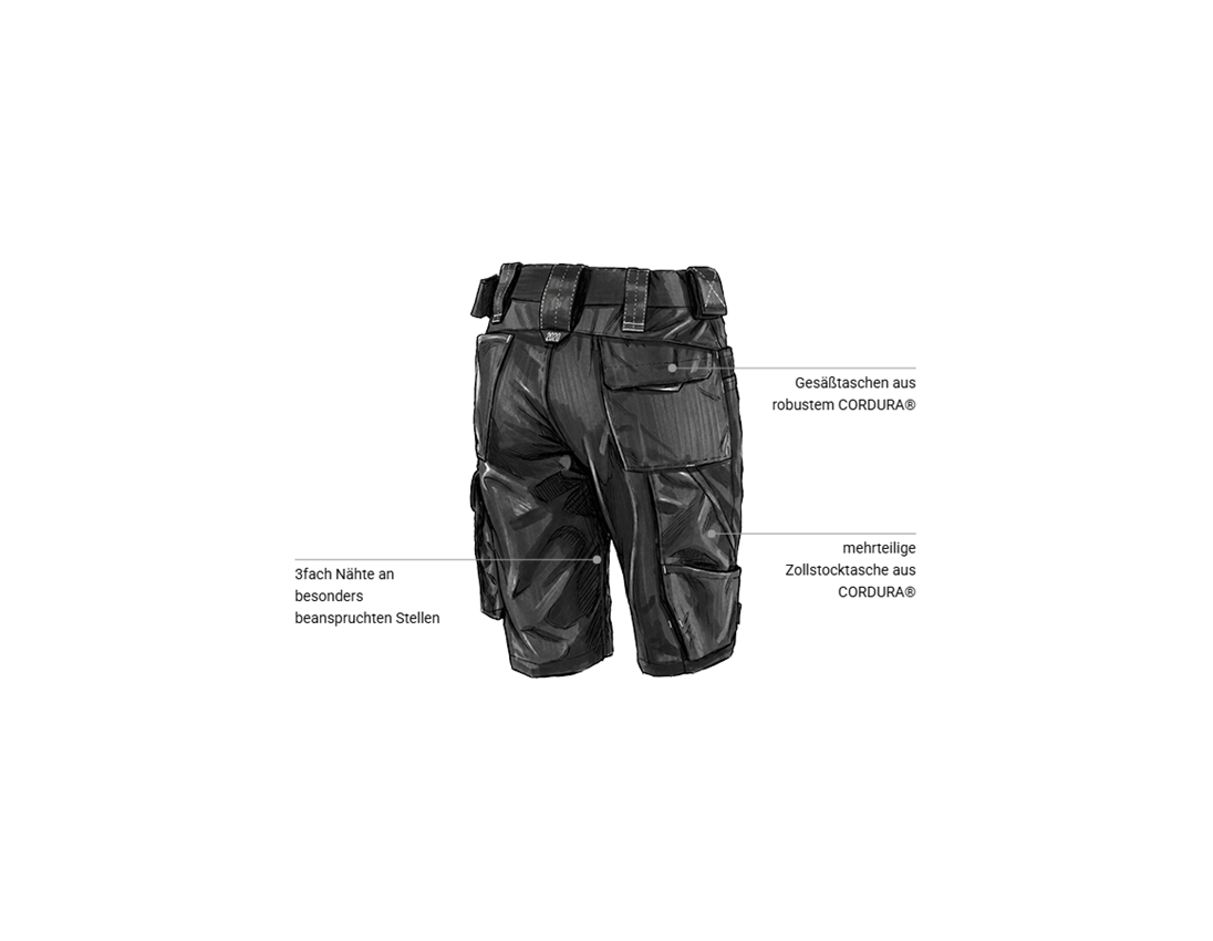 Bekleidung: Short e.s.motion 2020, Damen + schwarz/platin 2