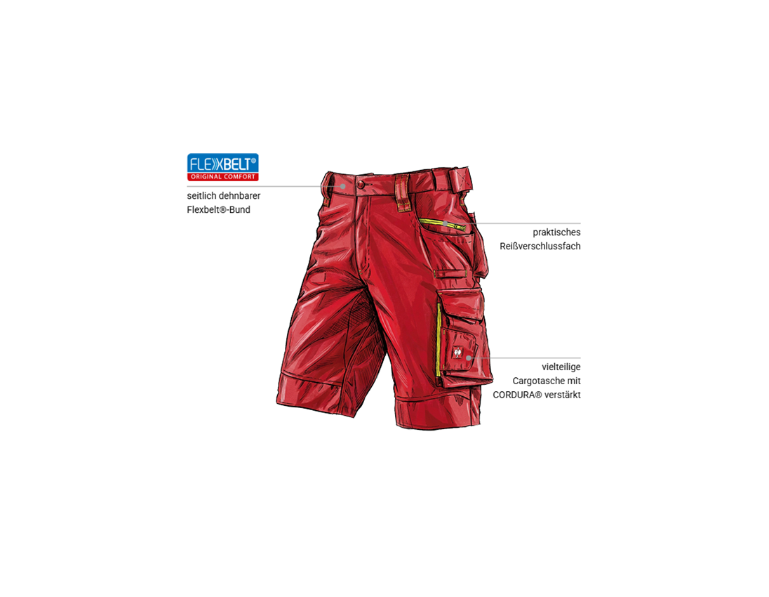 Bekleidung: Short e.s.motion 2020 + feuerrot/warngelb 1